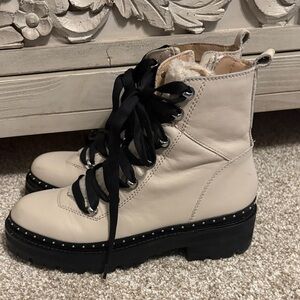 Steve Madden Cream and Black Combat Boots